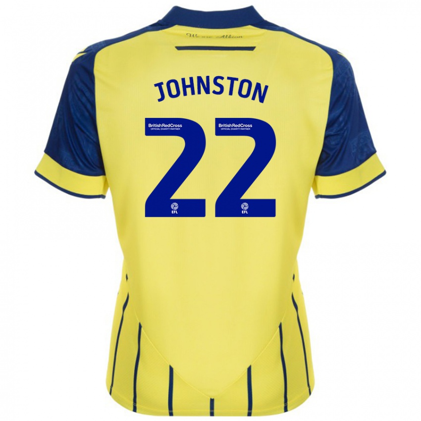 Kinderen Mikey Johnston #22 Geel Blauw Uitshirt Uittenue 2024/25 T-Shirt België