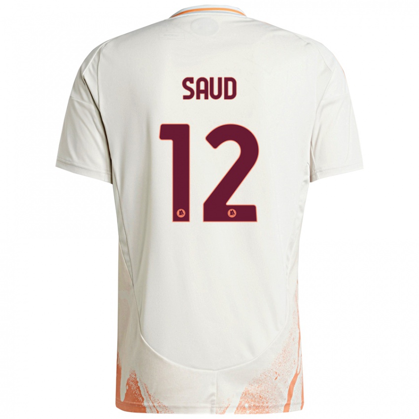 Kinderen Saud Abdulhamid #12 Crème Wit Oranje Uitshirt Uittenue 2024/25 T-Shirt België