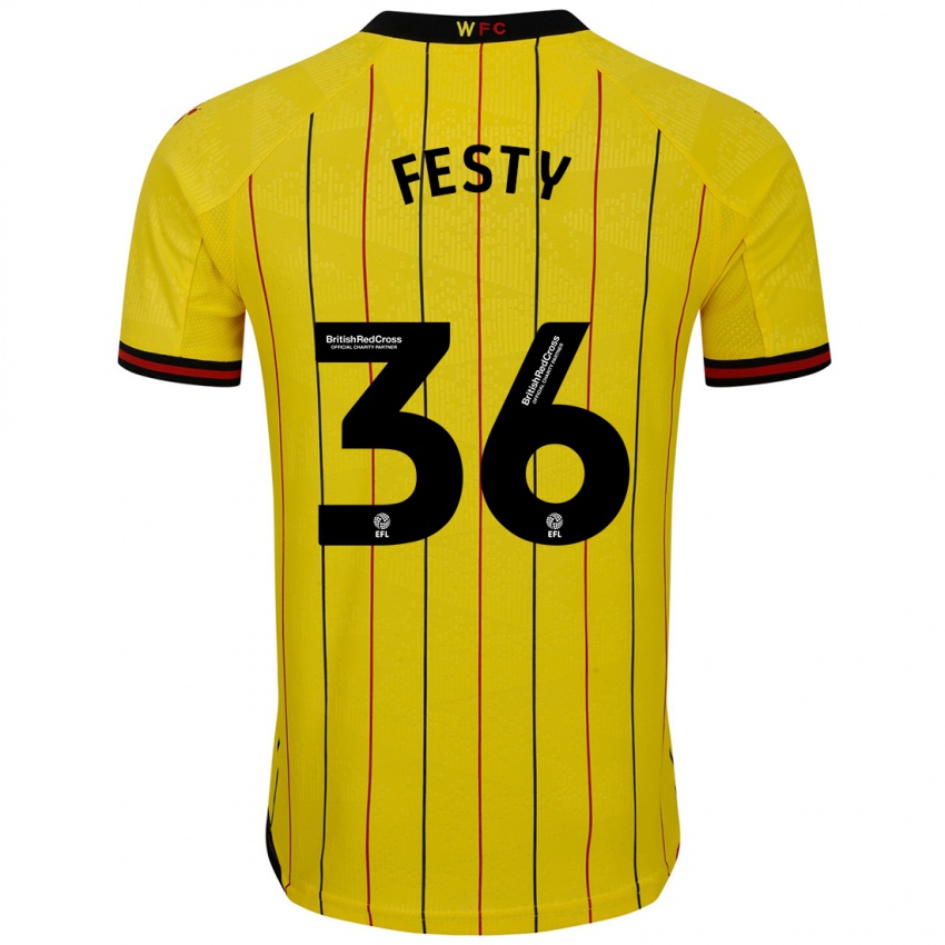 Enfant Maillot Festy Ebosele #36 Jaune Et Noir Tenues Domicile 2024/25 T-Shirt Belgique