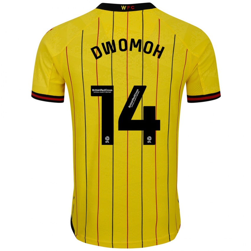 Enfant Maillot Pierre Dwomoh #14 Jaune Et Noir Tenues Domicile 2024/25 T-Shirt Belgique