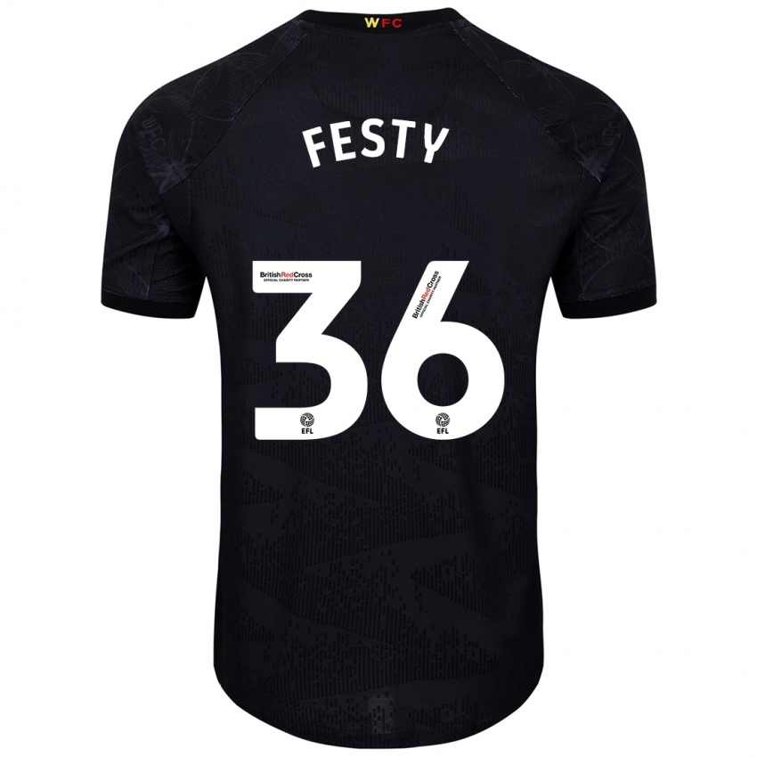 Enfant Maillot Festy Ebosele #36 Noir Blanc Tenues Extérieur 2024/25 T-Shirt Belgique