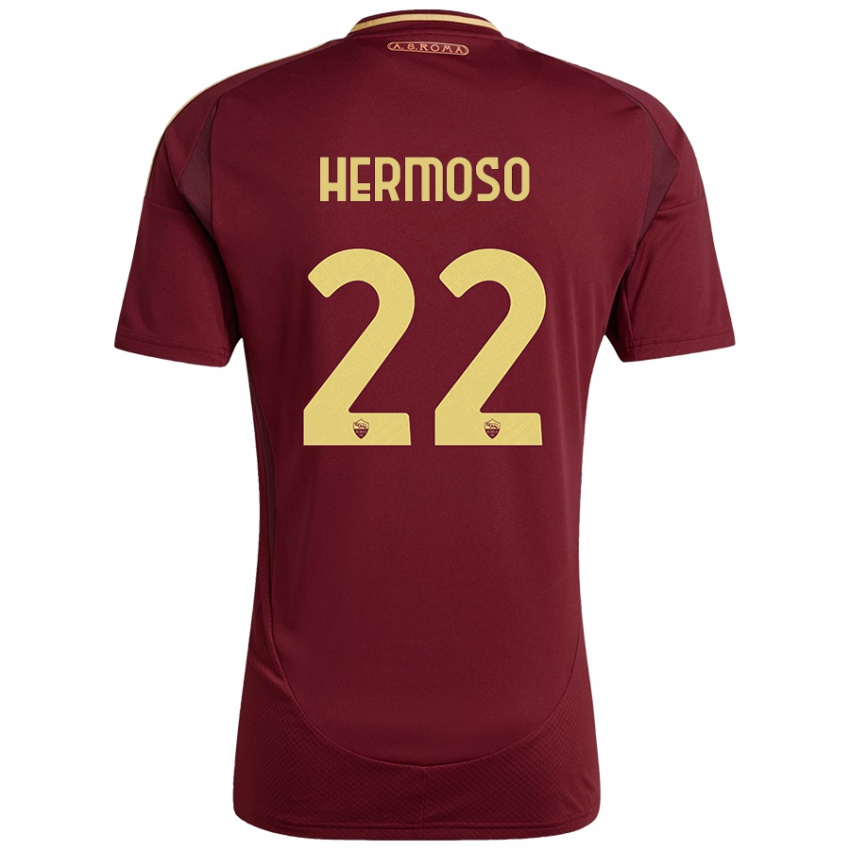 Herren Mario Hermoso #22 Rot Braun Gold Heimtrikot Trikot 2024/25 T-Shirt Belgien