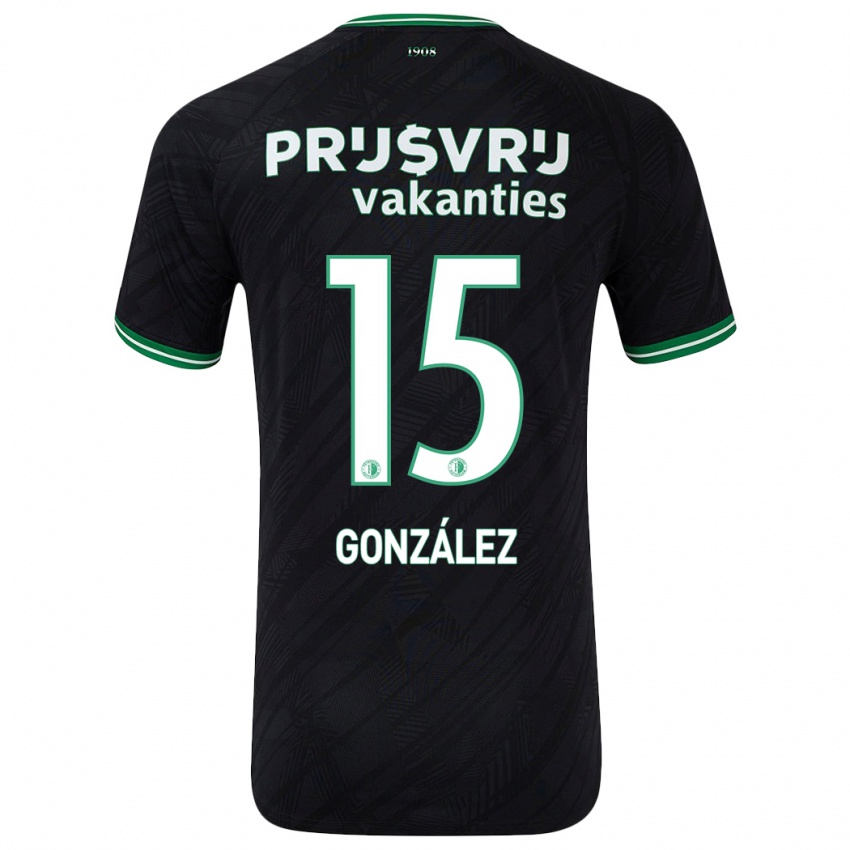 Heren Facundo González #15 Zwart Groen Uitshirt Uittenue 2024/25 T-Shirt België