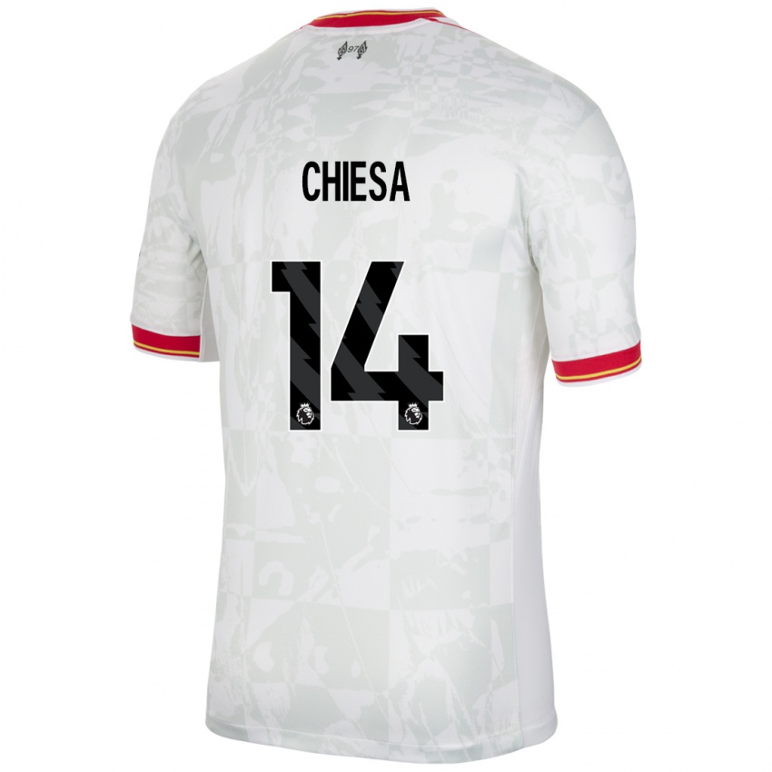 Homme Maillot Federico Chiesa #14 Blanc Rouge Noir Troisieme 2024/25 T-Shirt Belgique