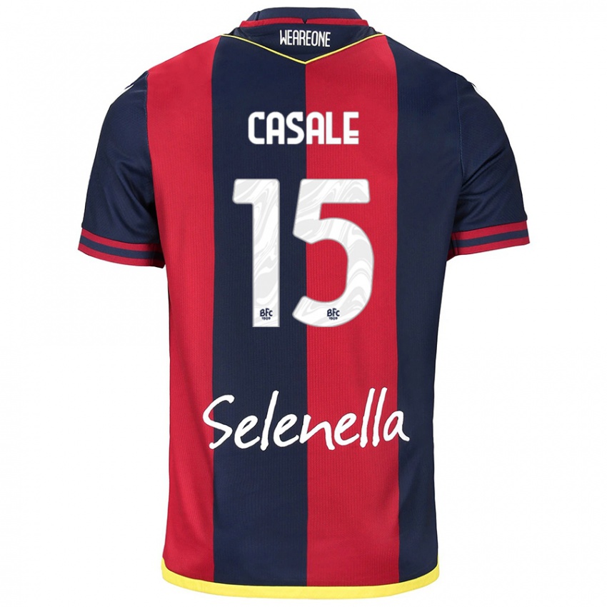 Heren Nicolò Casale #15 Rood Koningsblauw Thuisshirt Thuistenue 2024/25 T-Shirt België