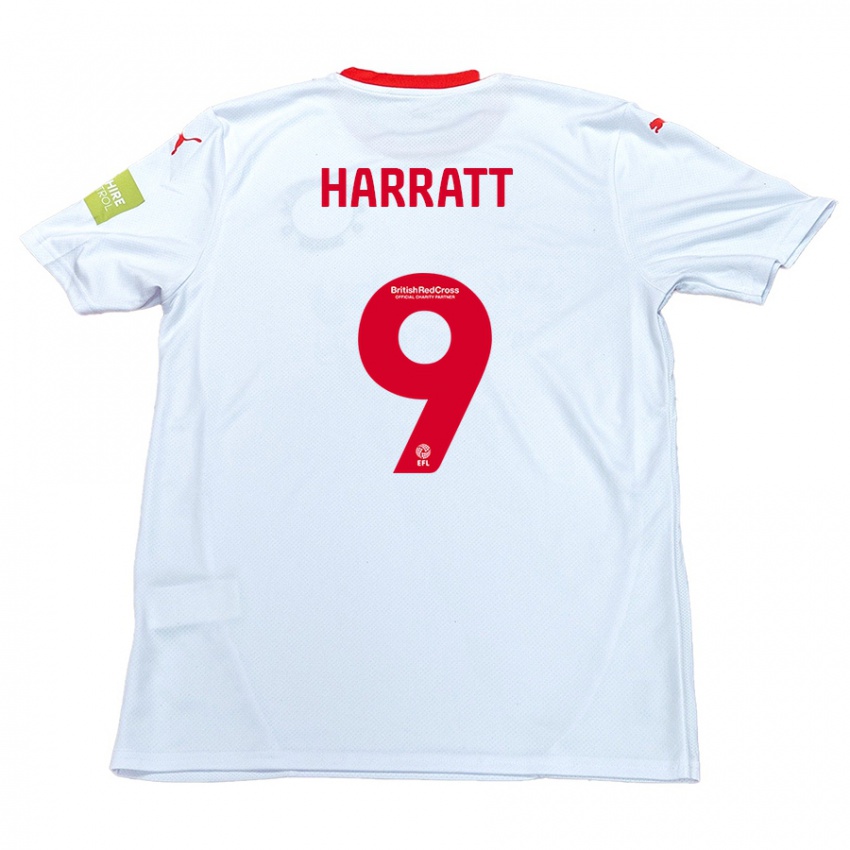 Homme Maillot Kian Harratt #9 Blanc Tenues Extérieur 2024/25 T-Shirt Belgique