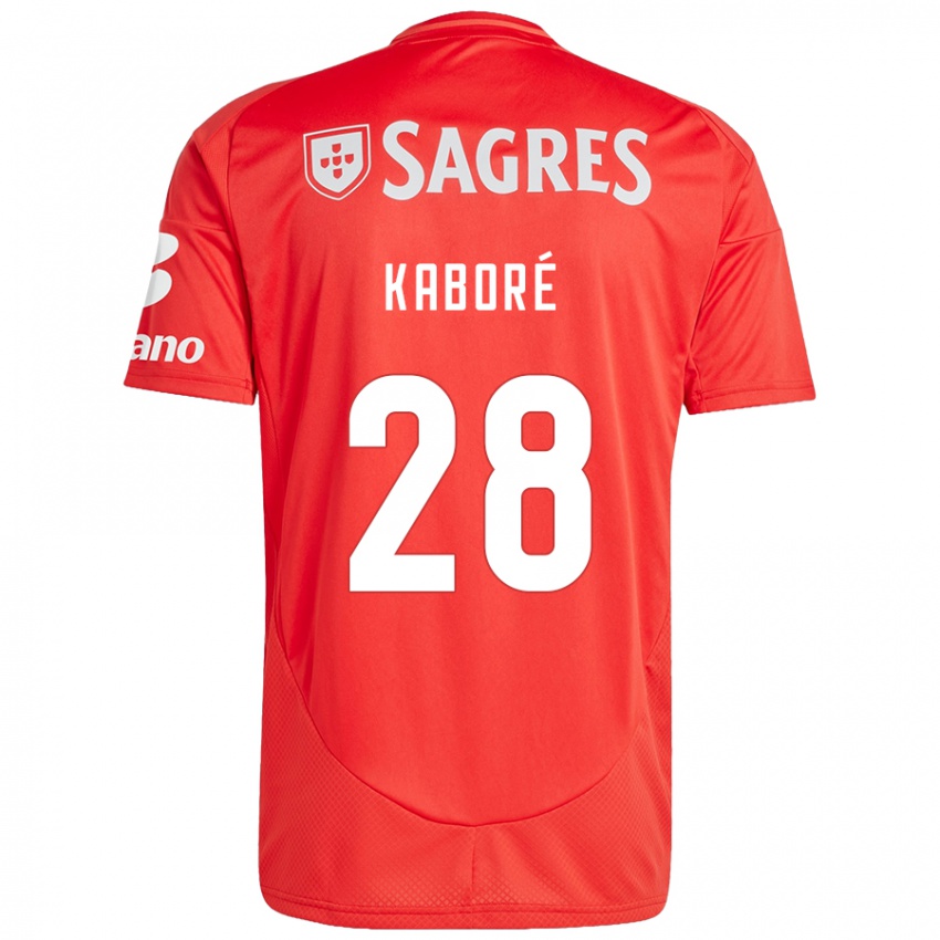 Femme Maillot Issa Kabore #28 Rouge Blanc Tenues Domicile 2024/25 T-Shirt Belgique