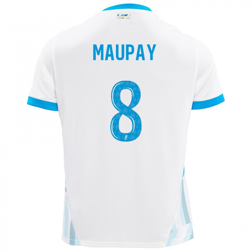 Dames Neal Maupay #8 Wit Hemelsblauw Thuisshirt Thuistenue 2024/25 T-Shirt België