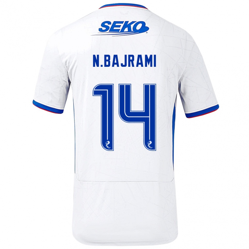 Dames Nedim Bajrami #14 Wit Blauw Uitshirt Uittenue 2024/25 T-Shirt België