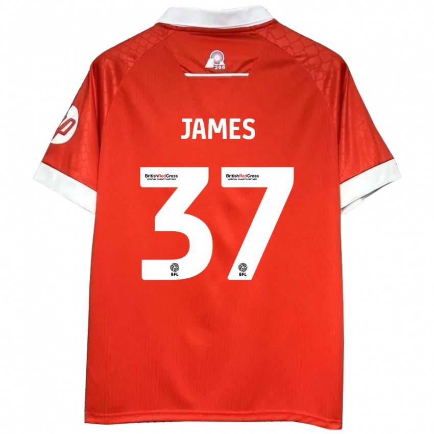 Femme Maillot Matty James #37 Rouge Blanc Tenues Domicile 2024/25 T-Shirt Belgique