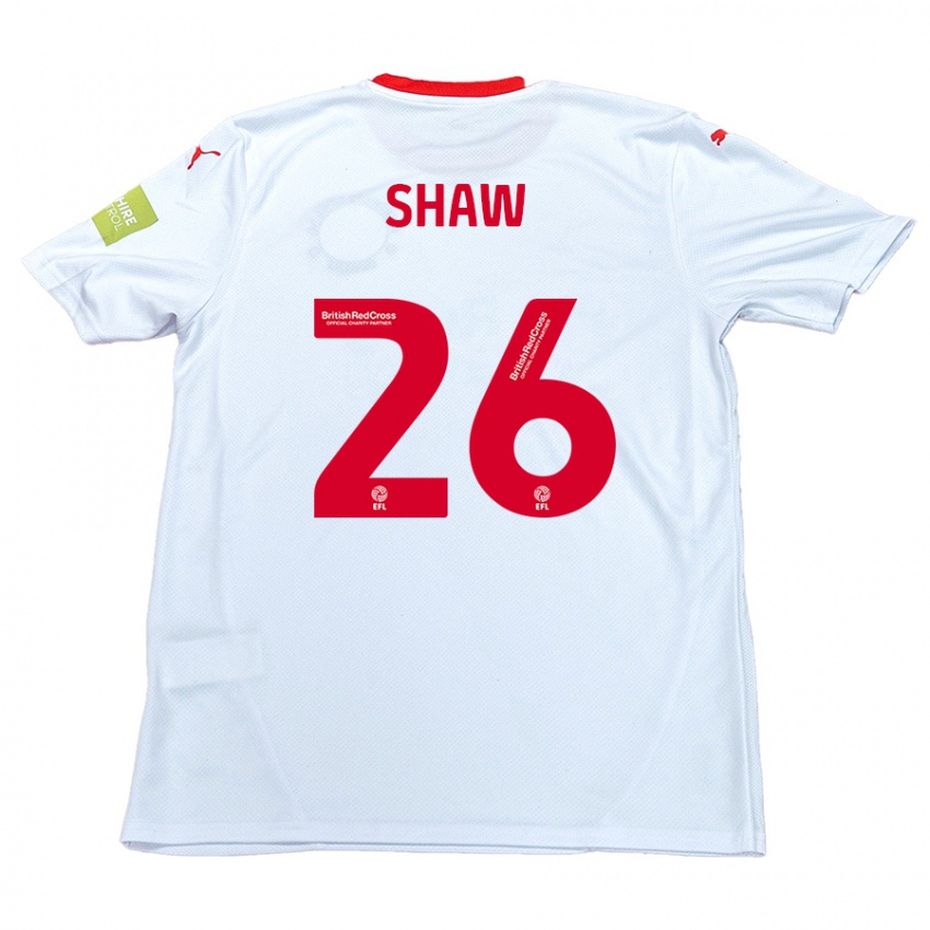 Femme Maillot Liam Shaw #26 Blanc Tenues Extérieur 2024/25 T-Shirt Belgique