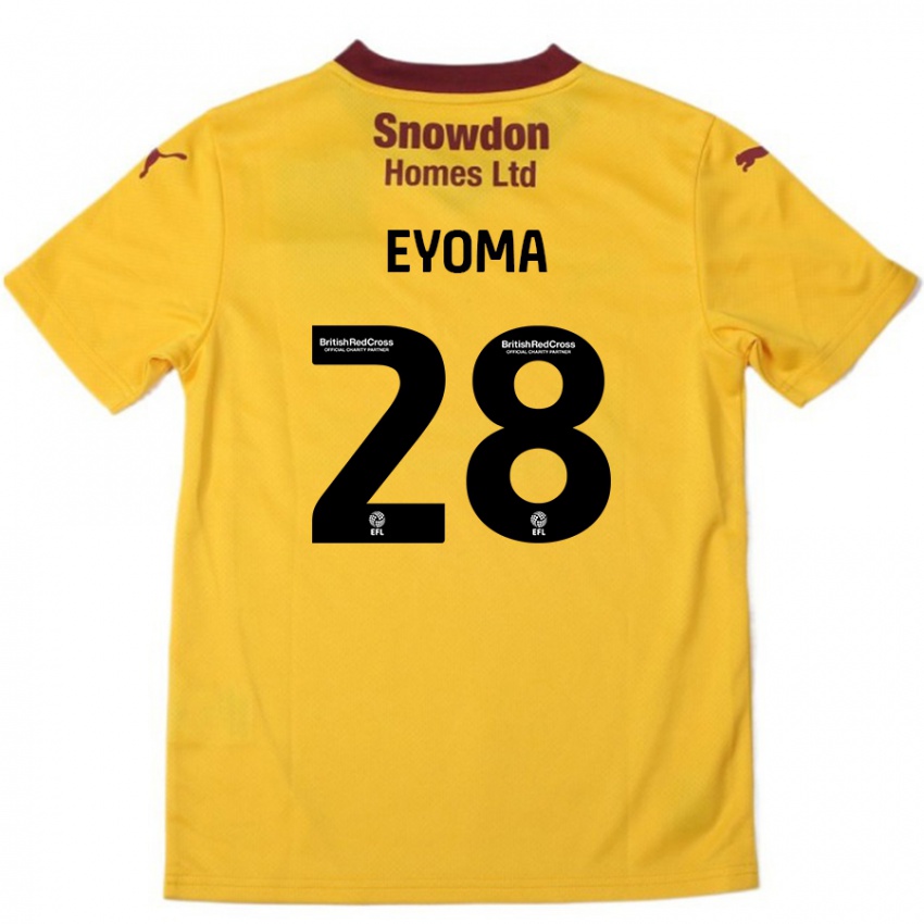 Femme Maillot Timothy Eyoma #28 Orange Bordeaux Tenues Extérieur 2024/25 T-Shirt Belgique